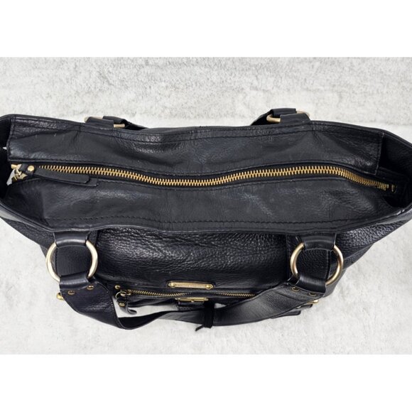 MICHAEL KORS Austin Black Pebble Leather Shoulder Bag Tote Gold Buckle Accents - Picture 12 of 15